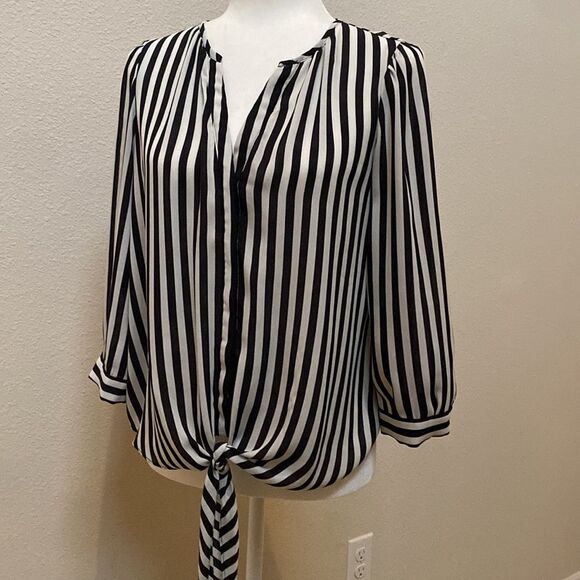 INC Black and White Stripe Top - Picture 1 of 5